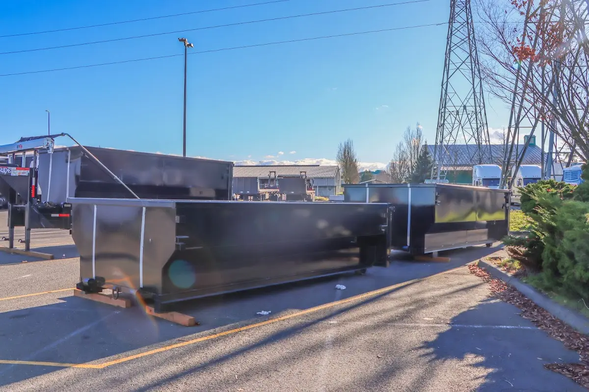 Roll-off dumpster ready for waste disposal at job site for Concrete Dumpster Rental in Dobbs Ferry